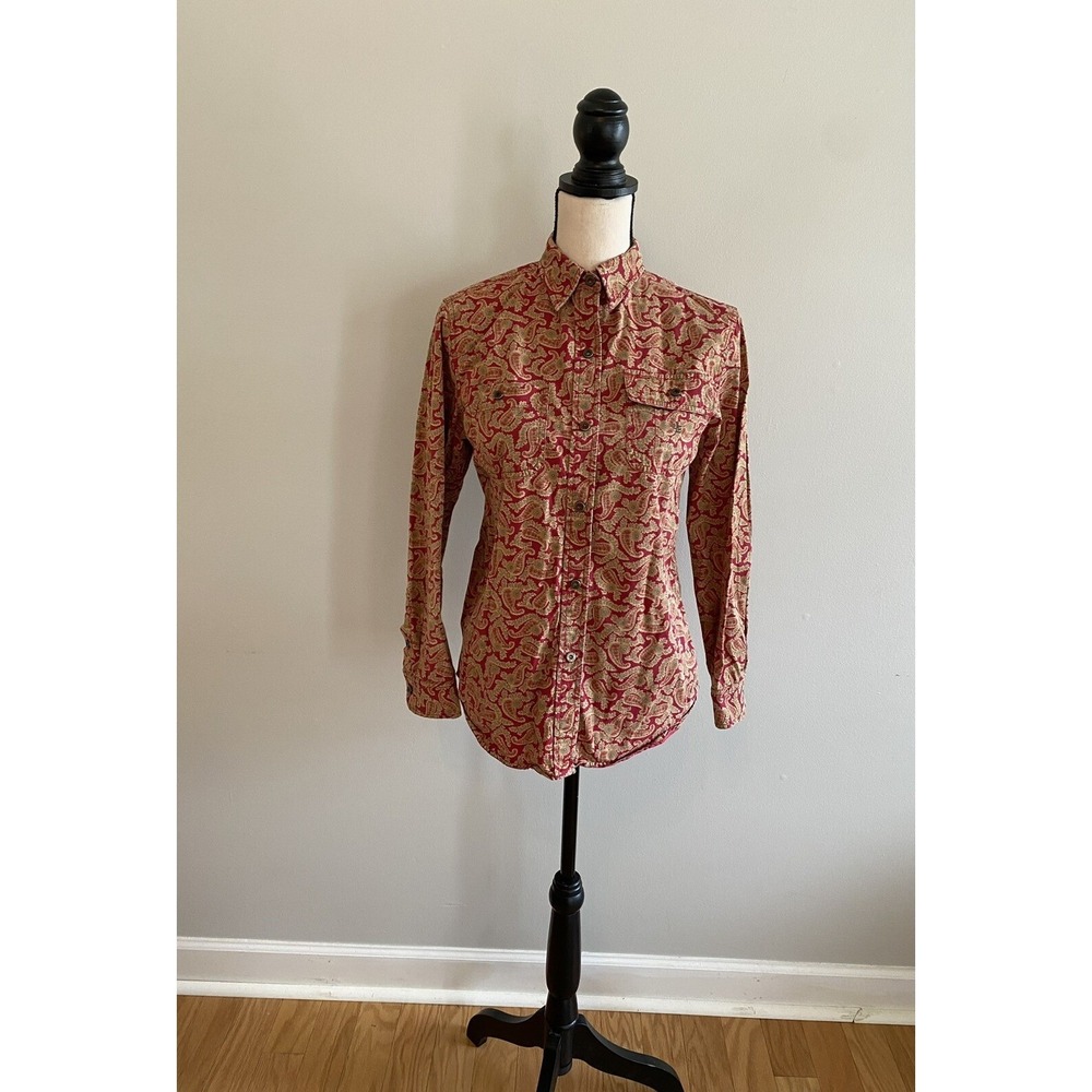 Lauren Ralph Lauren Snap Button Up Paisley Print Red Pocket Womens size Small